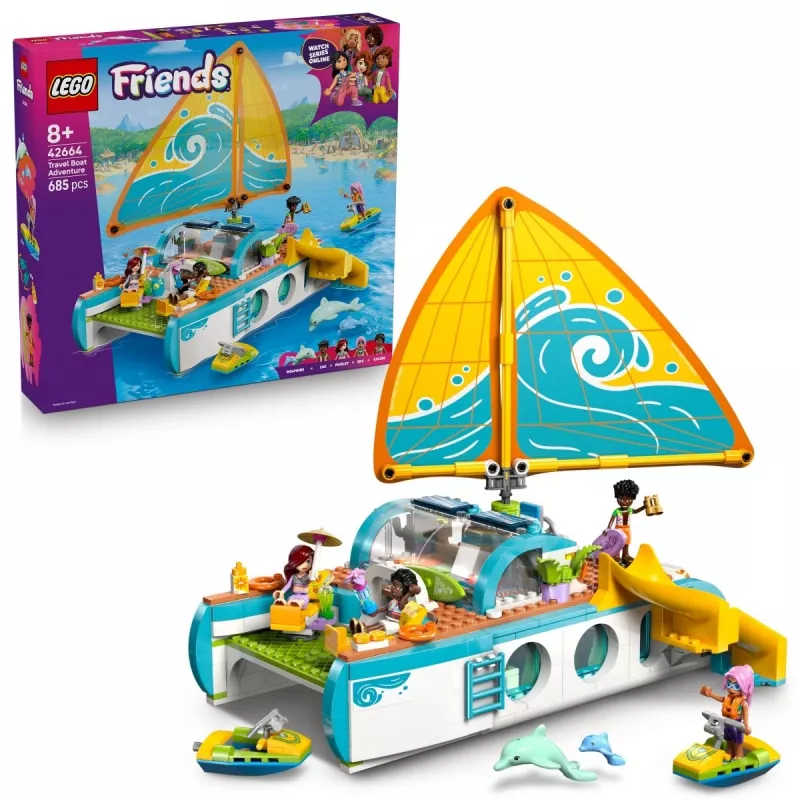 LEGO Friends mängukomplekt Reisikaatri seiklus 42664 — 685 detaili, 4 mininukku, vanusele 8+, 260×190×320 mm