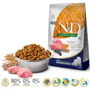 FARMINA N&D Ancestral Grain Puppy Medium&Maxi Lamb - kuivtoit koertele - 12 kg