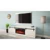 Telerikapp integreeritud elektrikaminaga Cama Meble GRANERO mudel RTV GRANERO + KOM B/B, 200x56.7x35 cm, valge/läikvalge, 2 ust, 2 riiulit, MDF/puitlaastplaat