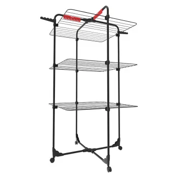 Seinale kinnitatav pesukuivatusrest VILEDA Mixer 3 Ultimate — teras, 30 m kuivatuspinda, kokkupandav, rattad, 131×93×71 cm