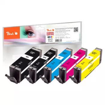 Peach PI100-396 tindikassett 5 tk Ühildatav Lisa (Super) kõrge tootlikkusega Must, Tsüaan, magenta, Fotomust, Kollane