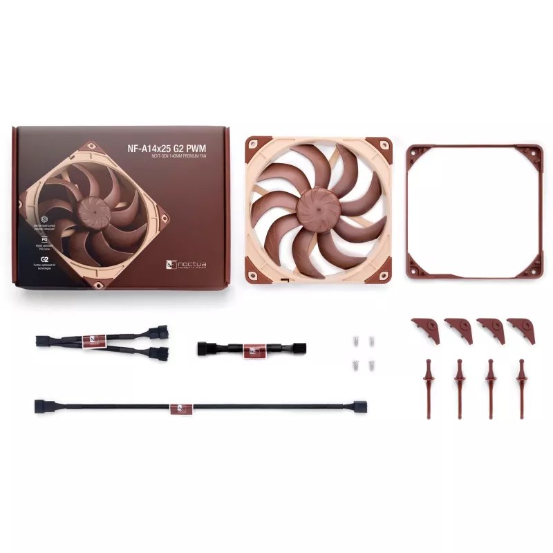 Ventilaator Noctua NF-A14x25 G2 PWM 140 mm 1500 RPM SSO2 laager 4-kontaktiline PWM Beež