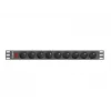 Toitejaotusseade LANBERG PDU-09E-0300-BK — 9x Type E pistikupesa, 16 A, 220–250 V, 3 m kaabel, 1U rack, 19 tolli