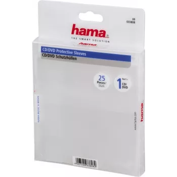Hama CD/DVD kaitseümbrised, pakk 25 ümbrist 25 plaadile, läbipaistev