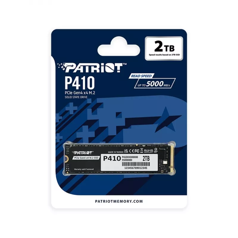 PATRIOT P410 2 TB M.2 NVMe pooljuhtketas, 2000 GB, M.2 kujutegur