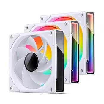 120 mm Jonsbo ZK-120W Reverse ARGB valge korpuseventilaator, 120 mm PWM, varjestatud kaabel