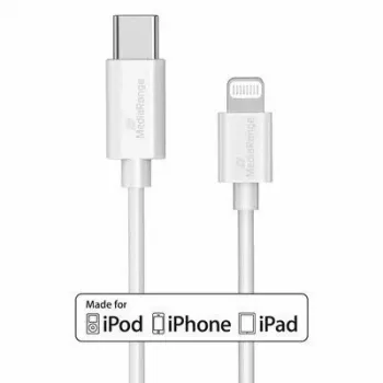 USB-kaabel MediaRange MRCS215 1m USB-C USB-C/Lightning Valge