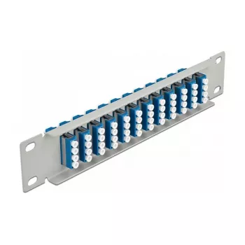 DeLOCK 10-tolline 12 pordiga LC Quad fiiberoptiline patch-paneel sinine 1U hall