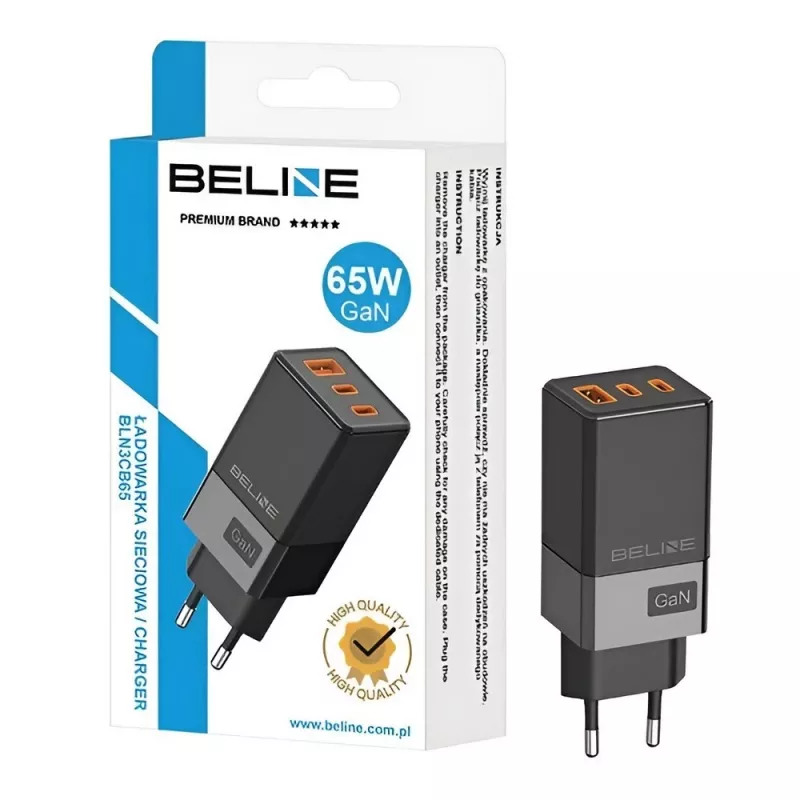 Laadija Beline BELI02750 65W GaN, 2×USB-C ja 1×USB-A
