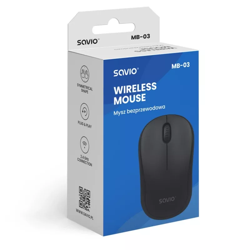 Juhtmevaba hiir SAVIO MB-03, Bluetooth liides, 1000 DPI, AA aku, 99×60×39 mm, 51 g, vastuvõtja kaasas