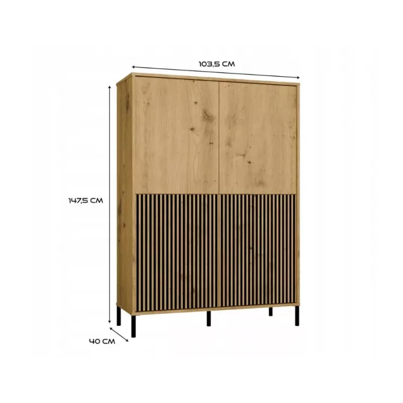 KAMARO 4DK õhuke/GŁ tamm ARTISAN DISPLAY CABINET