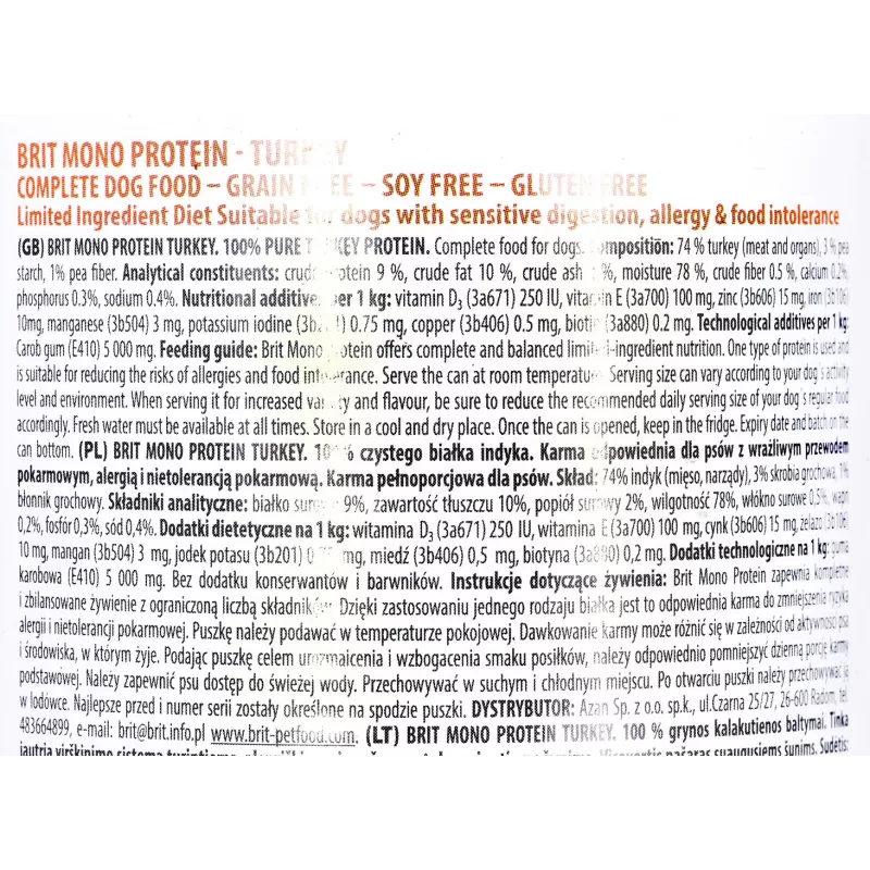 BRIT Mono Protein Turkey - Märg koeratoit - 400 g