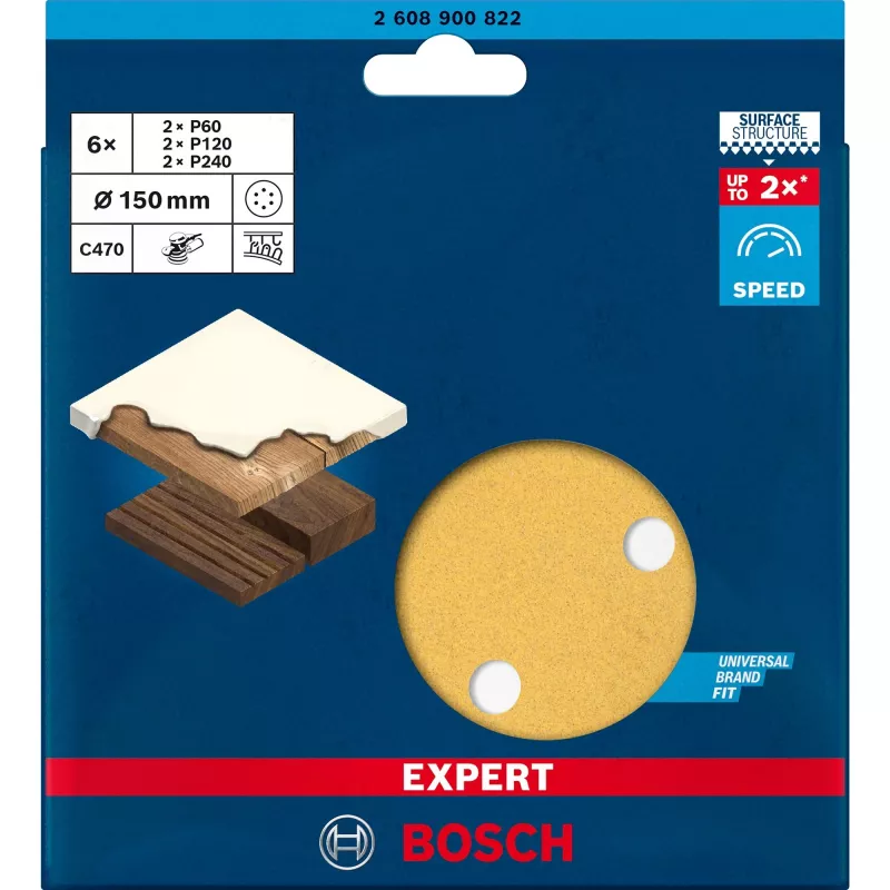 Bosch Expert C470 lihvimislehtede komplekt Ø150 mm K60 K120 K240, 6 tk