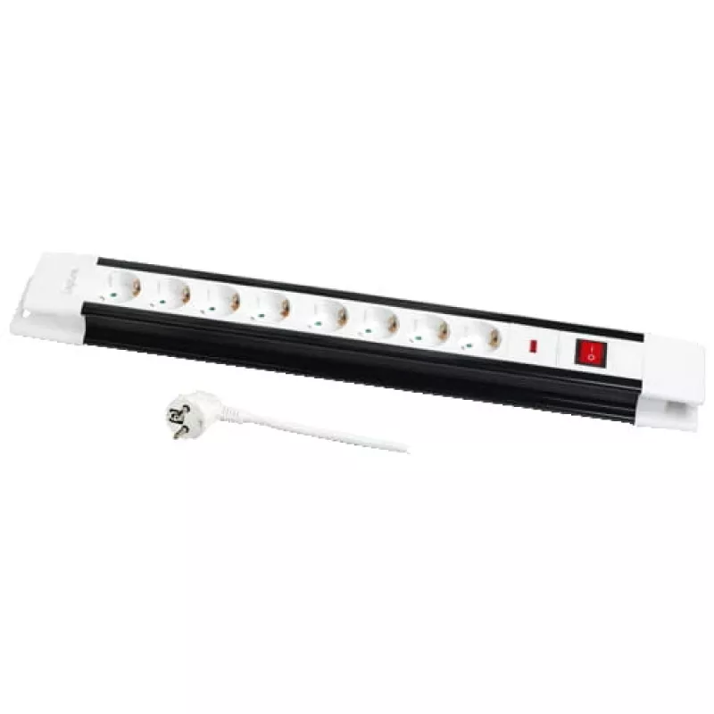 Pikendusjuhe LogiLink LPS207 3m 8 vahelduvvoolu pistikupesa must valge