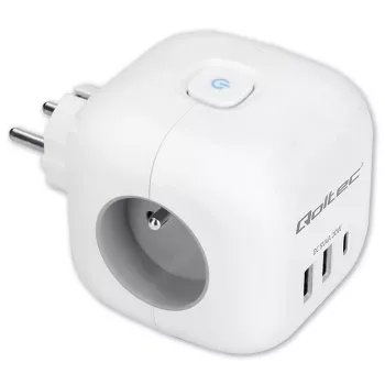 Pikendusjuhe QOLTEC 52548 3 vahelduvvoolupesaga ja USB-pordiga