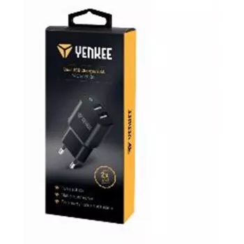 Laadija YENKEE YAC 2024BK – seinavõrguadapter, 2× USB-A porti, kokku 12 W (2,4 A pordi kohta)