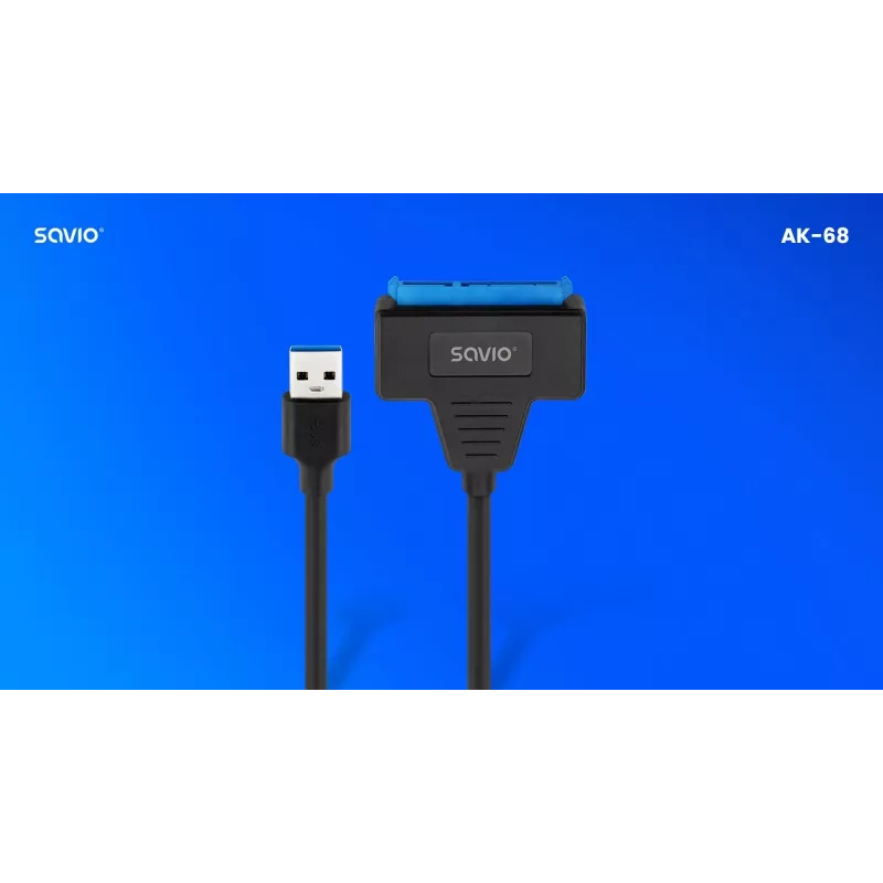 SAVIO SATA-USB 3.1 Gen 1 liidesekaabel AK-68, SATA emane USB-A isasele, 5 Gbit/s, 0,25 m, must