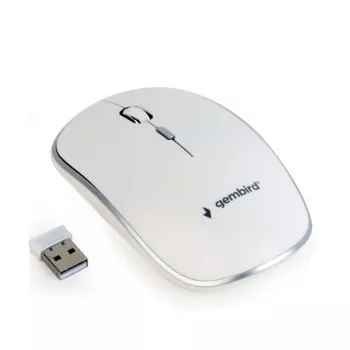 Juhtmevaba hiir GEMBIRD MUSW-4B-01-W, mõlemakäeline, optiline 1600 DPI, 4 nuppu, RF-juhtmevaba, valge