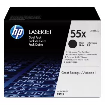 HP 55X 2-pack suure tootlikkusega must originaal LaserJet toonerikassetid