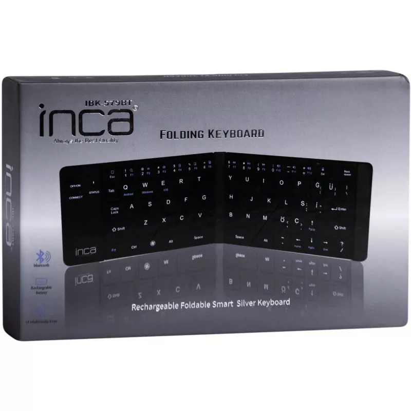 Juhtmevaba klaviatuur Inca IBK-579BT Bluetooth 66 klahvi metallikhõbedane