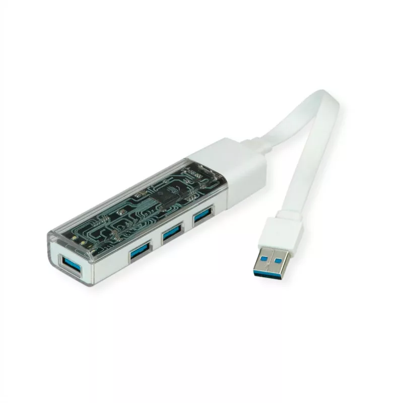 ROLINE mobiilne USB 3.2 Gen 1 jaotur, 4-suunaline, Type A+C ühenduskaabel