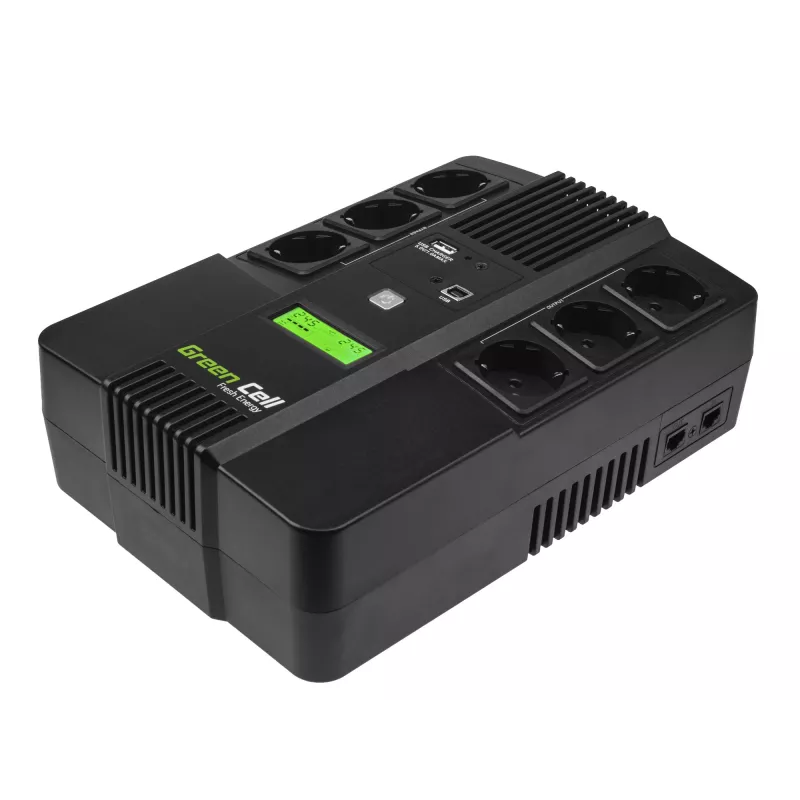 Green Cell AiO 800VA LCD katkematu toiteallikas (UPS) Line-Interactive 0.8 kVA 480 W 6 AC-pistikupesa