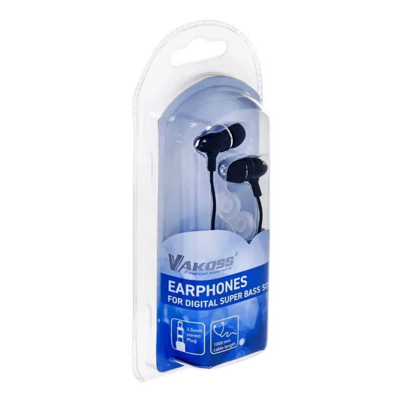 Juhtmega kõrvasisesed kõrvaklapid VAKOSS LT-437EX, binauraalsed, 3,5 mm, 1 m kaabel, 32 Ω, 20–20000 Hz, suletud, must