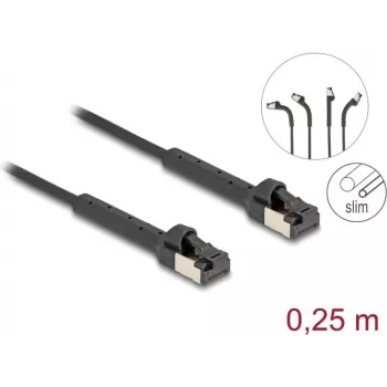 DeLOCK RJ45 õhuke Cat.6A U/FTP võrgukaabel 0,25 m must