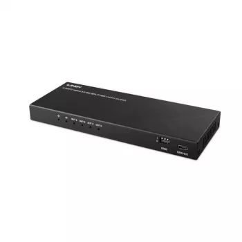 Lindy 4-pordiline HDMI 8K60 jaotur heliga, HDMI, 4x HDMI, 3,5 mm, 7680 x 4320 pikslit, Must, Metall