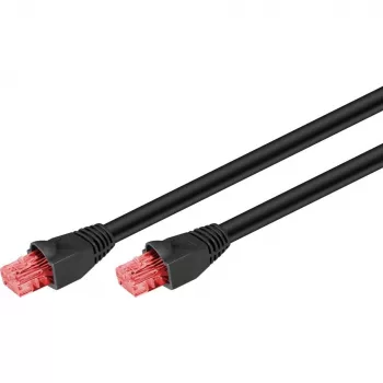 Goobay CAT 6 välikattega patch-kaabel, U/UTP, must, 10 m - vaskmaterjal, PE väliskest (55432)