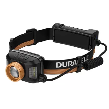 Pealamp Duracell DH1500R — must/oranž, laetav käed-vabad valgus