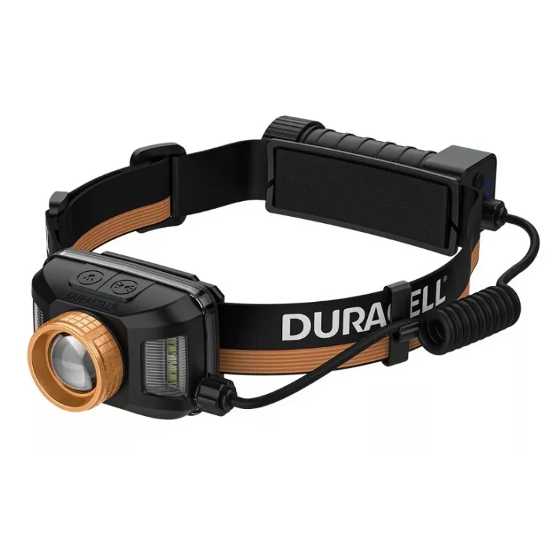 Pealamp Duracell DH1500R — must/oranž, laetav käed-vabad valgus
