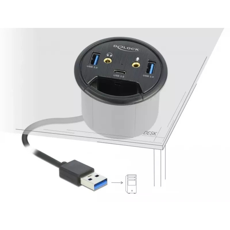 Lauasisene USB-jaotur DeLOCK 3 pordiga 62794