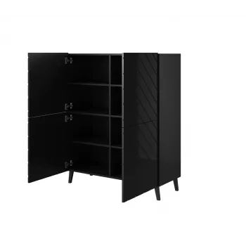 Shelving unit ABETO 100.5 x 40 x 121.5 cm must/läikiv must