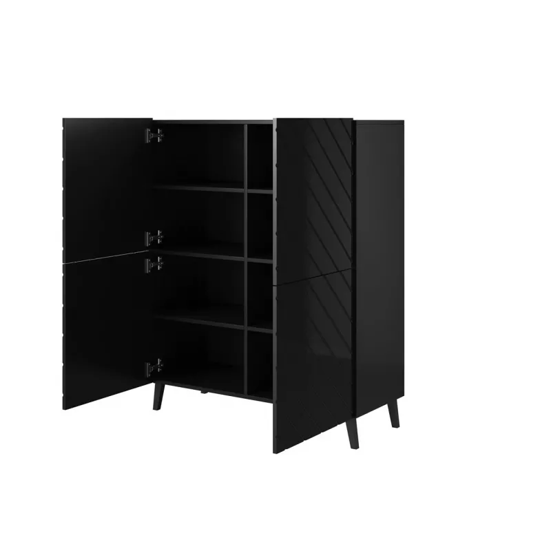 Shelving unit ABETO 100.5 x 40 x 121.5 cm must/läikiv must