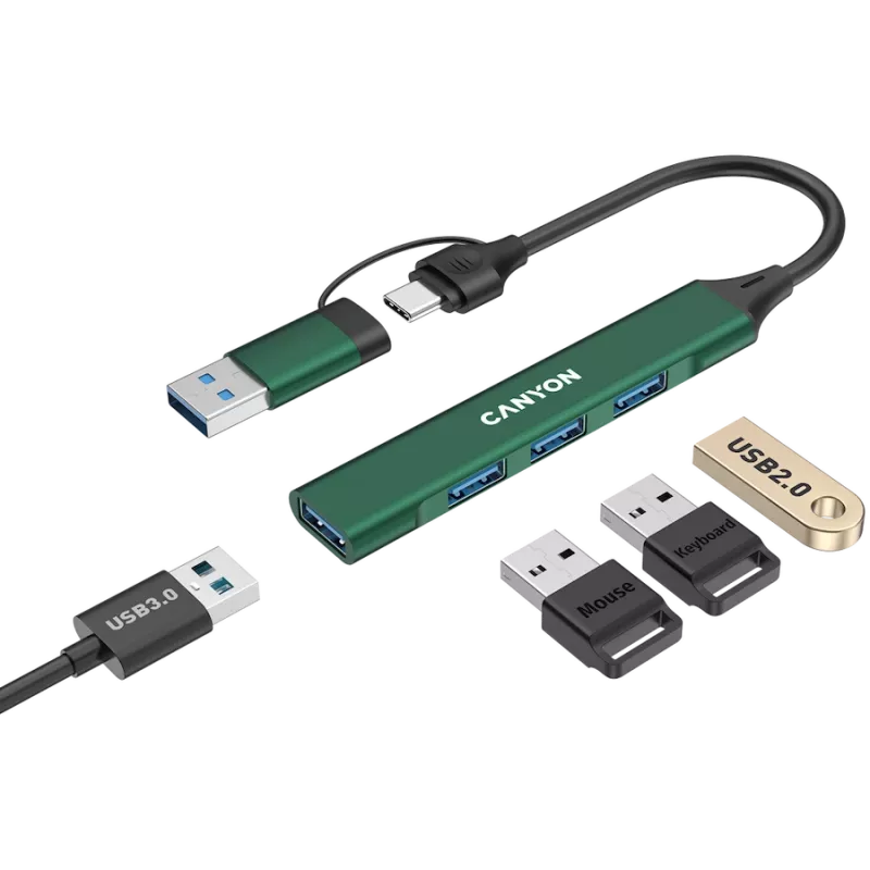 CANYON jaotur DS-02 4in1 USB-A/C Roheline