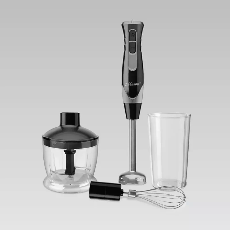 Hand blender Maestro MR-566, 500 W, 2 speeds, turbo, whisk, chopper 600 ml, 900 ml storage jar, stainless steel