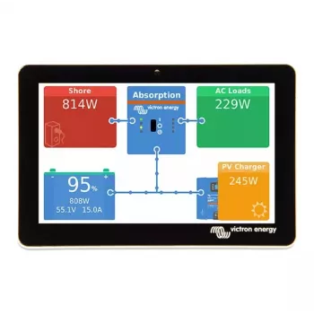 5-tolline GX Touch 50 kuvar Victron Energy poolt — puuteekraaniga monitor Bluetooth-ühendusega