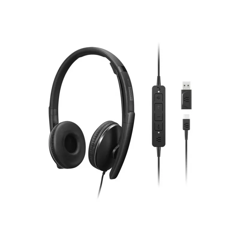 Lenovo 4XD1P83425 kõrvaklapid/peakomplekt Juhtmega ühendatud Peavõru Kõned/Muusika USB A-tüüpi Must