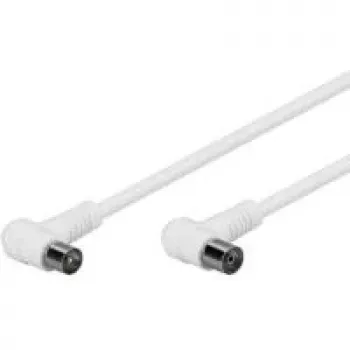 Wentronic Goobay Antenna Angled Connection Cable, 100% Shielded, White, 2.5 m - Coax Plug 90° Koax-Socket 90° (67354)