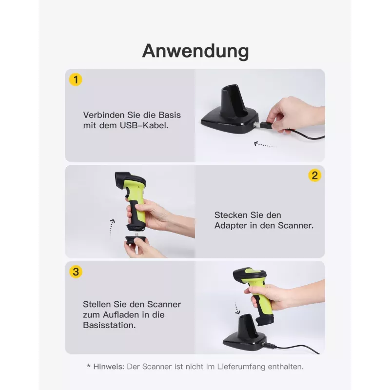 Vöötkoodiskanner Inateck BS04001 2-in-1 juhtmevaba USB laetav käeshoitav skanner