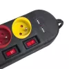 Pikendusjuhe MACLEAN MCE229B — 4 vahelduvvoolupistikut, 2× USB-A, 1,5 m kaabel, 10 A, tüüp F, siseruumidesse, must