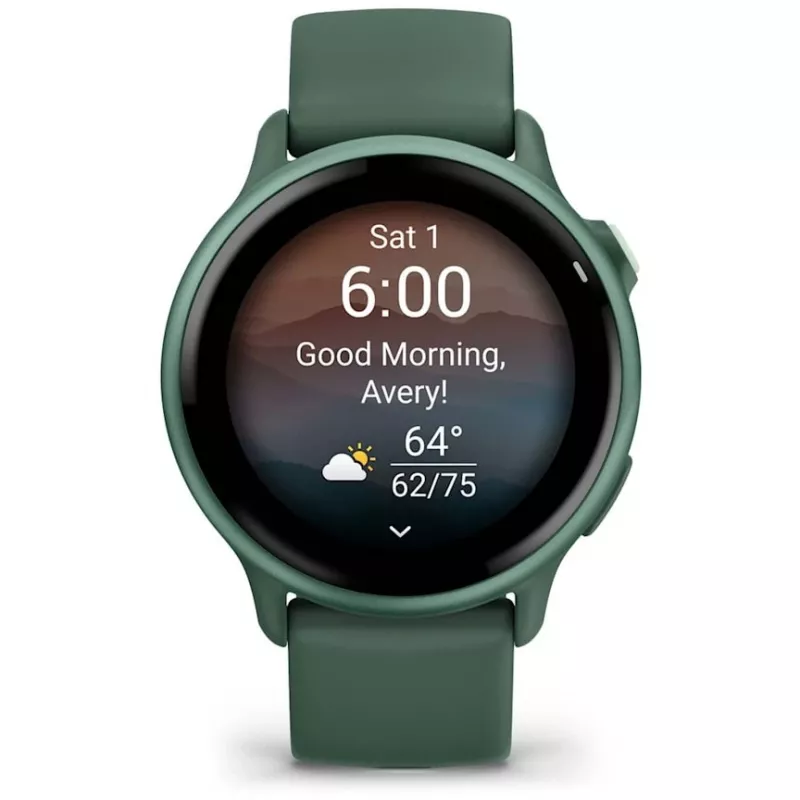 Nutikell GARMIN vívoactive 6 – spordikell, 42 mm alumiinium/polümeer korpus, AMOLED 1,2 tolli, GPS, 5 ATM, optiline pulss, SpO2, 8 GB, roheline