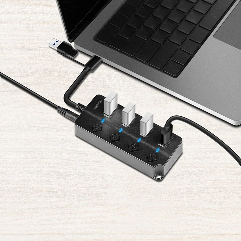 USB3.2 Gen1 HUB, 4xUSB-A sisse/välja lülitiga
