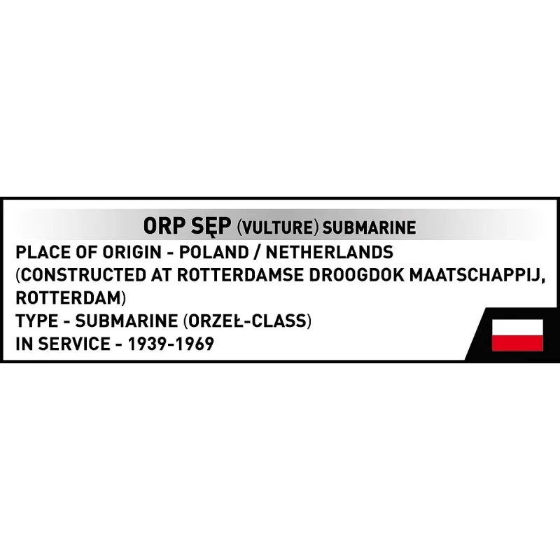 Plastmudeli komplekt Cobi Poola allveelaev ORP Sep mõõtkavas 1:300 (COBI-4856)