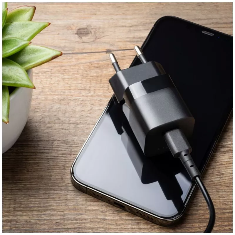 Reisilaadur USB-C FIXED FIXC25M-C-BK, püsikaabel, 25W, kompaktne