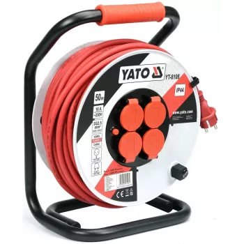 Pikendusjuhe Yato YT-8108 50 m 4 vahelduvvoolupesa Sise-/välistingimustesse Must Punane Valge