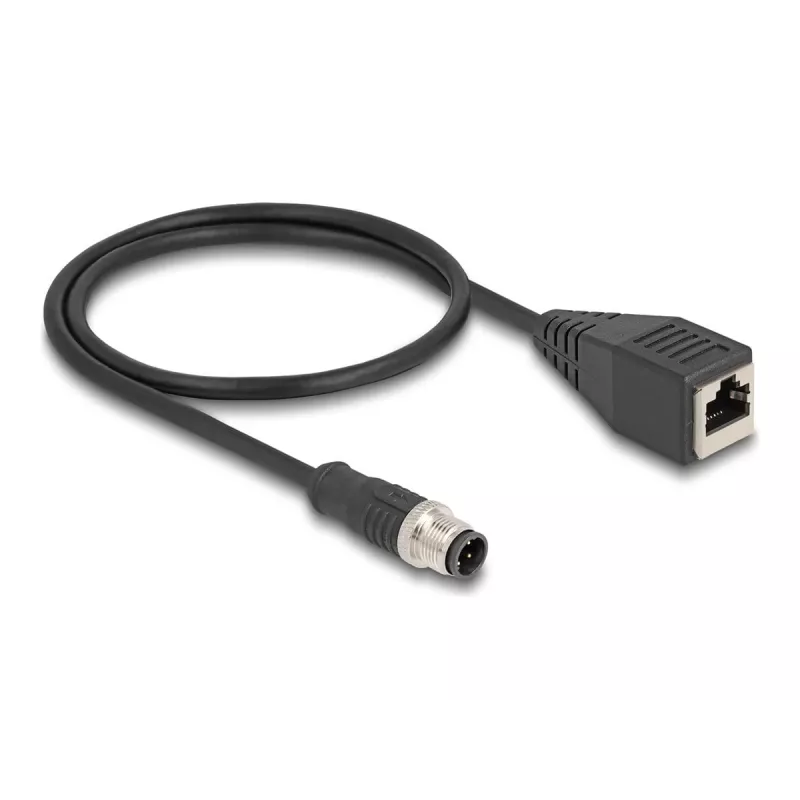 DeLOCK M12 adapterkaabel D-kodeeringuga 4-pin isane RJ45 emasele 50 cm