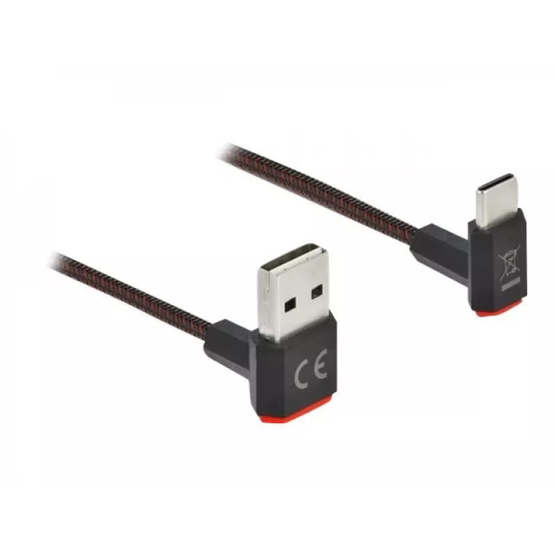 USB-kaabel DeLOCK EASY-USB 2.0 Type-A-pistik USB-C isasele nurgeline 0,2m must