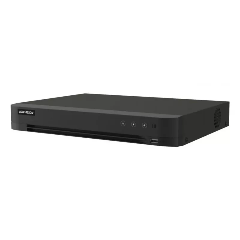 DVR Hikvision Pro seeria 8-kanaliline 5 MP 1U H.265 AcuSense, 8 sisendit, Gigabit Ethernet, 12 TB kõvaketas, 12 V, 24 W